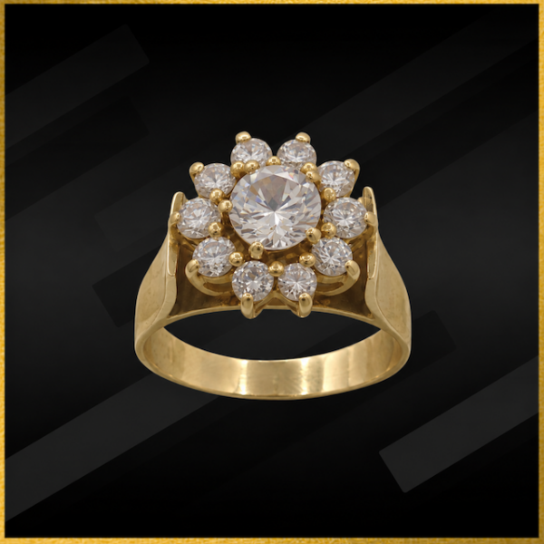 9 carat yellow gold cubic zirconia ring