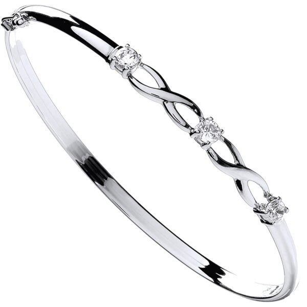9ct White Gold Cz Bangle