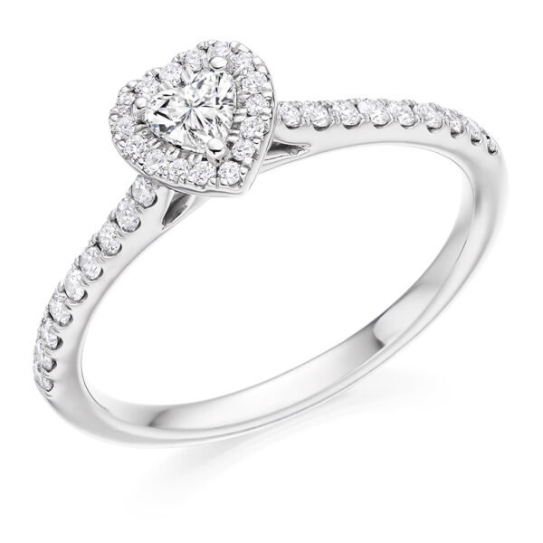 lab grown diamoind heart shape halo style ring