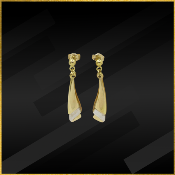9 carat gold fancy design drop earrings