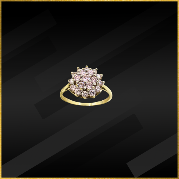 9 carat yellow gold pink cz ring