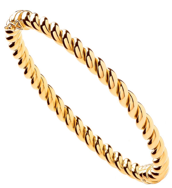 9 carat yellow gold bangle twist design