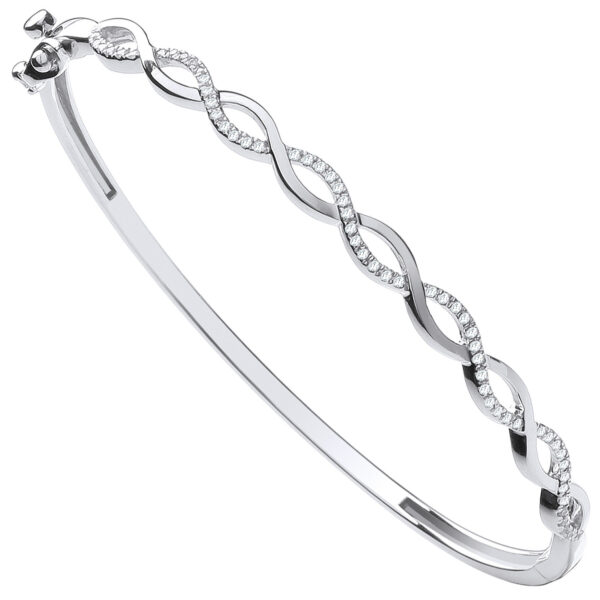 9 carat white gold entwined diamond bangle