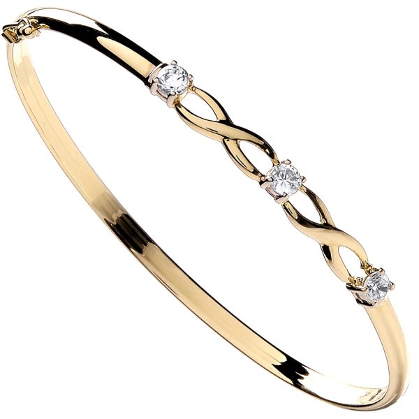 9ct Yellow Gold Cz Bangle