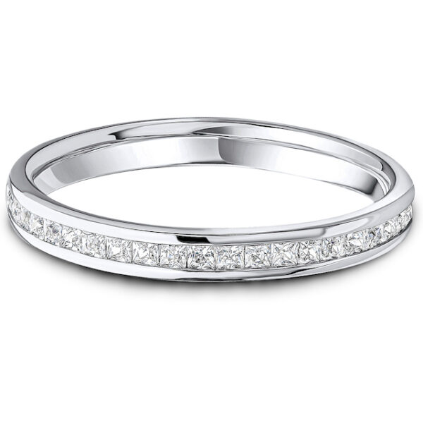 channel set princess cut diamond wedding eternity ring