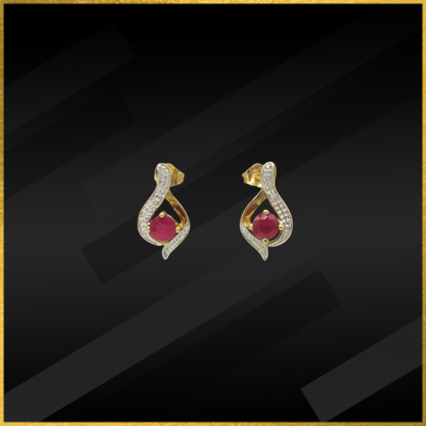 9 carat gold ruby and diamond stud earrings