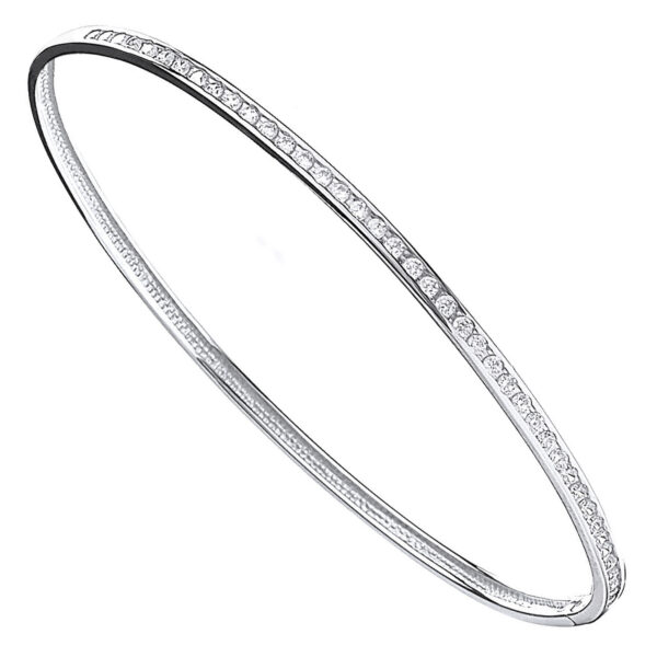 9ct White Gold Cz Bangle