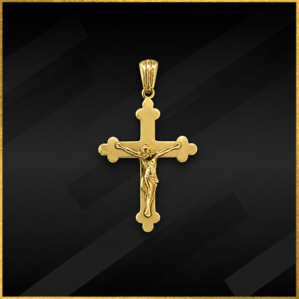 9 carat yellow gold crucifix pendant
