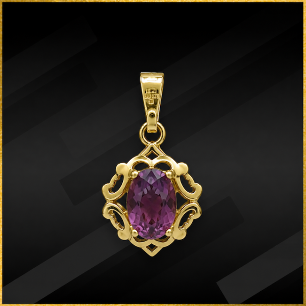 9 carat yellow gold amethyst pendant