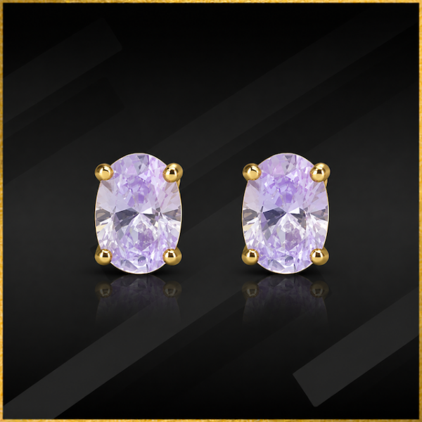 9 carat yellow gold lavender cz earrings