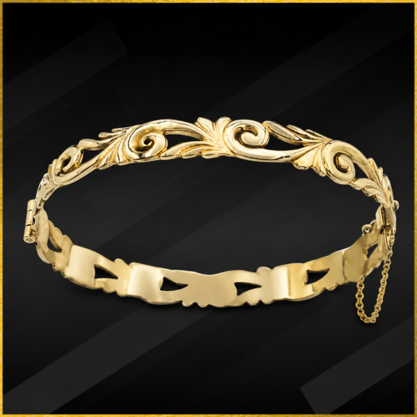 9 carat yellow gold fancy bangle
