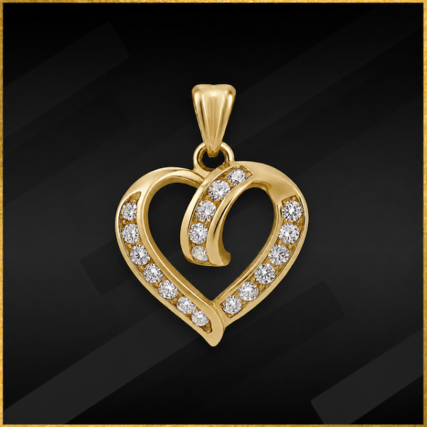 9 carat yellow gold cubic zirconia heart pendant