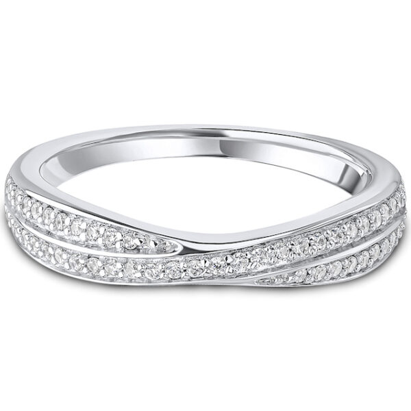 Diamond curved wedding band ring