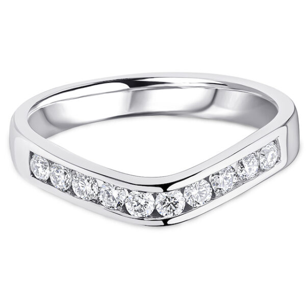 diamond curved wedding band ring