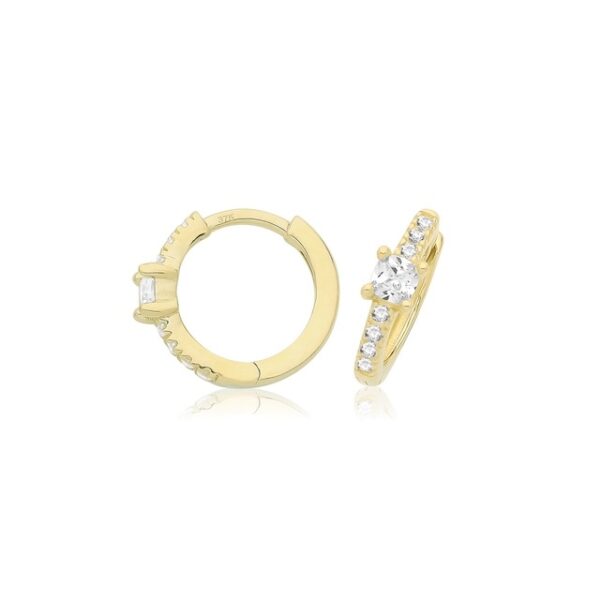 9ct Yellow Gold Huggie Cz Earrings