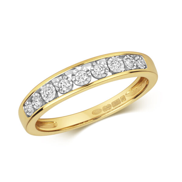 9 carat gold illusion set diamond eternity ring