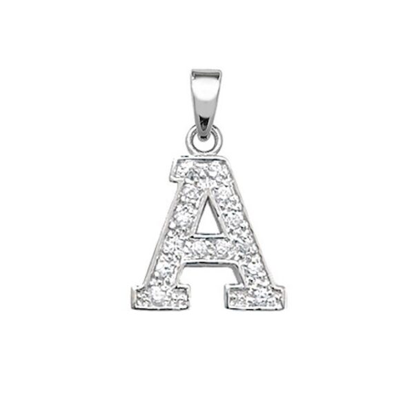 Silver Initial Cz Pendant