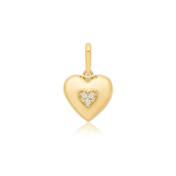 9 carat gold cz set heart pendant charm