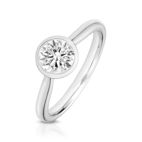 lab grown diamond rub-over style solitaire ring