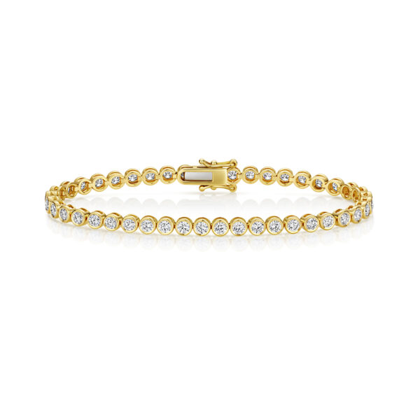 9 carat yellow gold rubover set tennis line bracelet